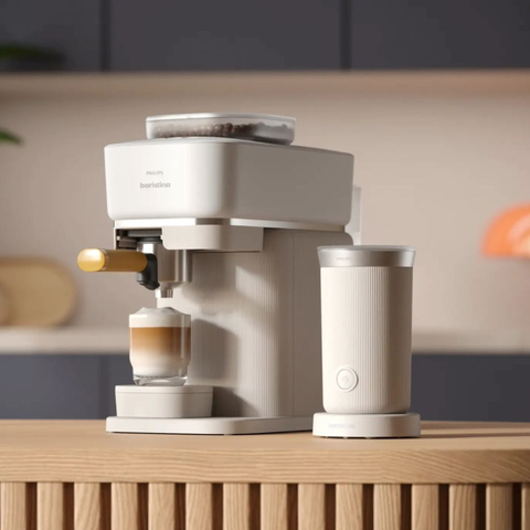 Machine à espresso avec mousseur à lait Baristina blanche - Philips